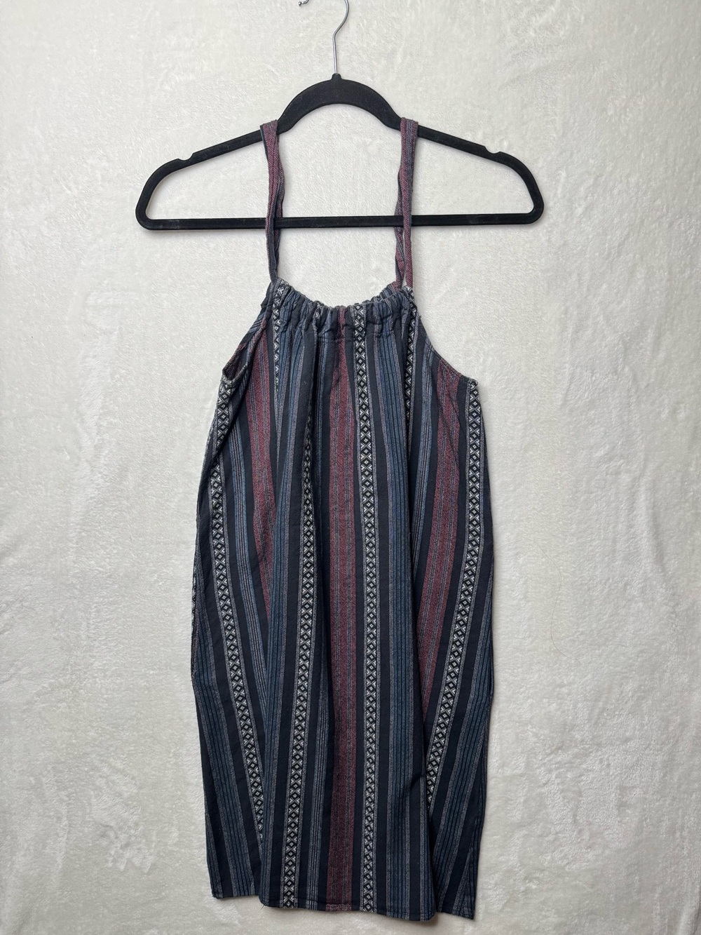 Adam Levine - Boho Casual Striped Halter Summer Dress Vertical Multicolor Stripe